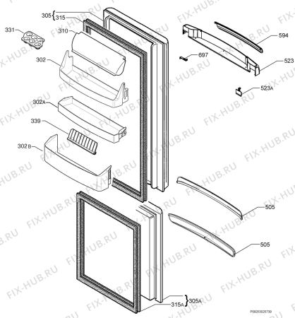 Взрыв-схема холодильника Electrolux ENB32000W8 - Схема узла Door 003